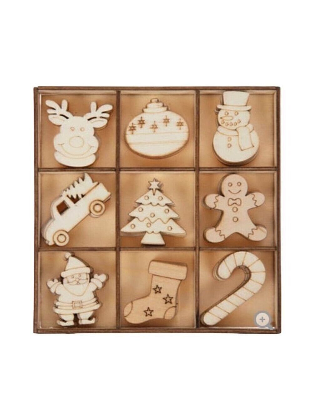Christmas Wood Cutouts 54 Icons Lot Bundle Set Beaded Garland Accent DIY Holiday